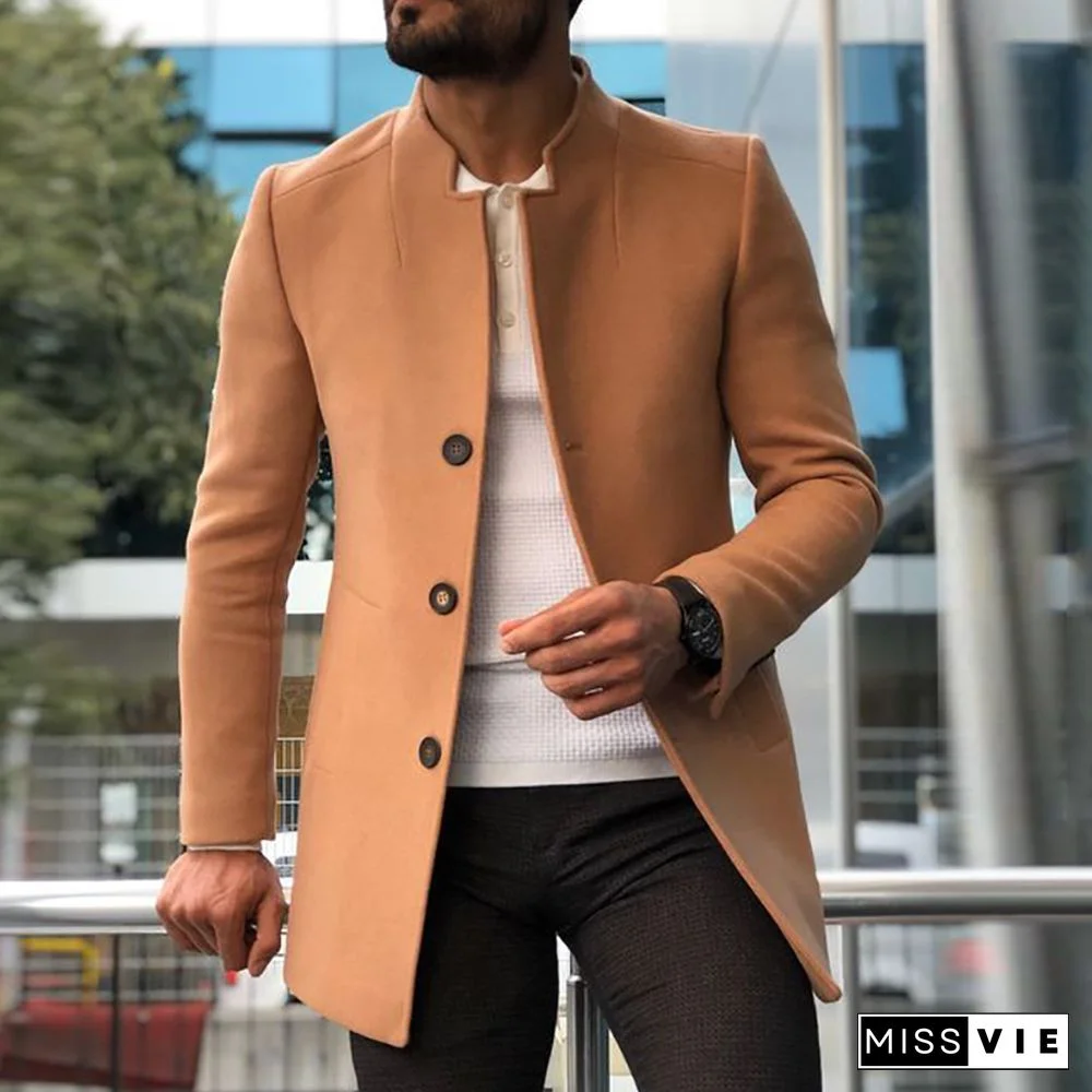 Modern Pure Color Single-Breasted Coat