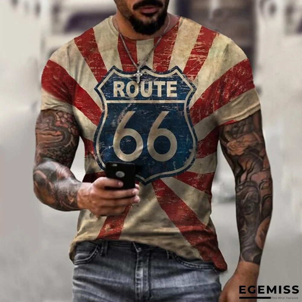 Casual Short Sleeve Digital Printing Slim Fit European and American Personalized Men's T-shirt | EGEMISS