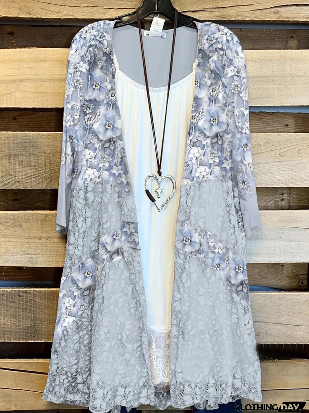 Women's Floral Printed Long Sleeve Stitching Cardigan