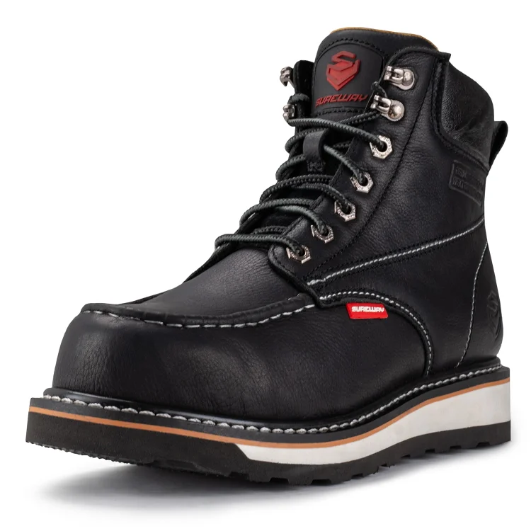 SUREWAY 6” Mens Heavy Duty Steel Toe Work Boots,Moc Toe Work Boots