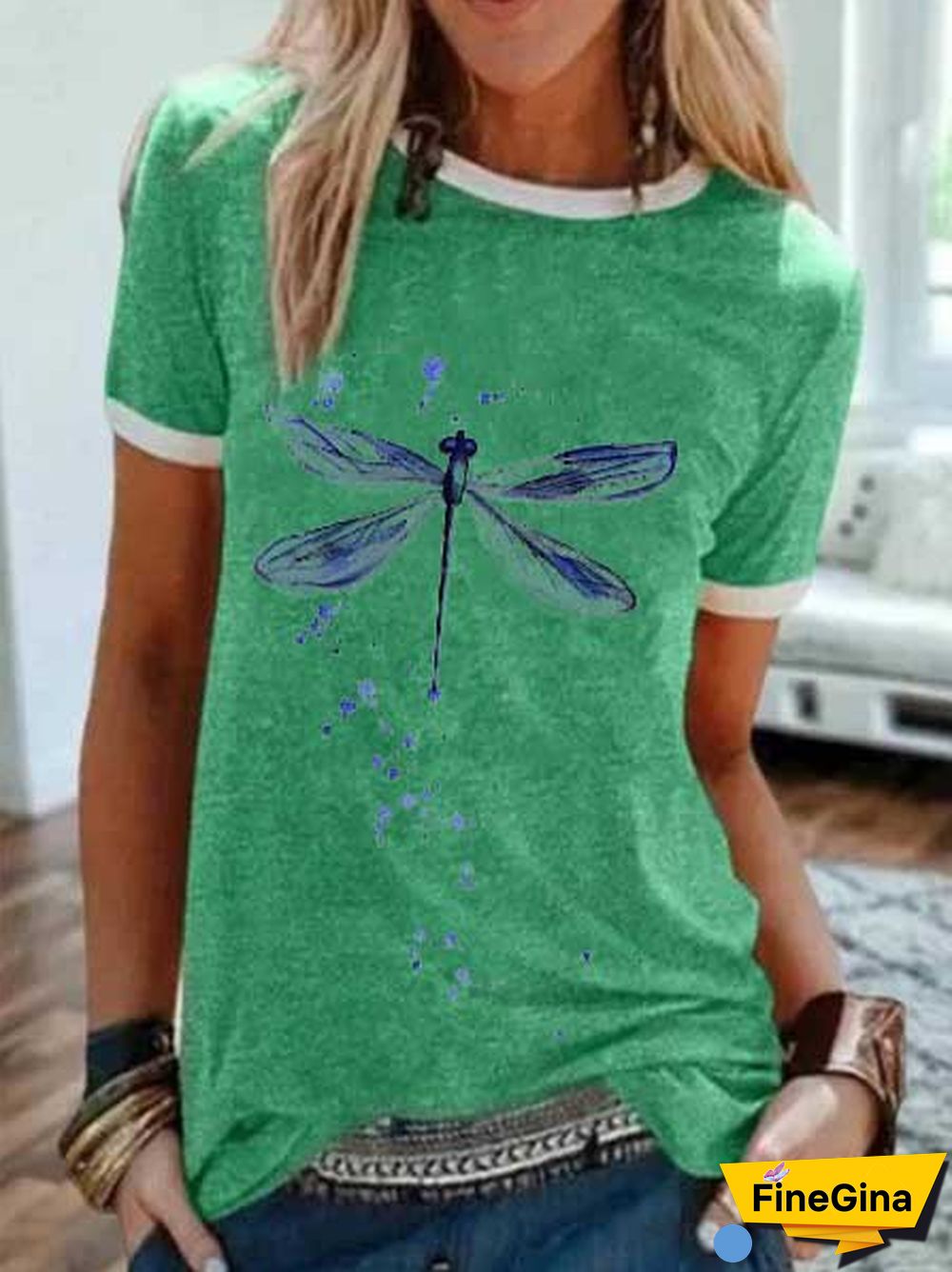 Women Cotton Crew Neck Casual Graphic Plus Size T-shirt