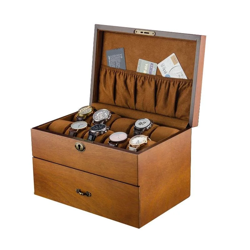 Wooden Double-Layer Watch Storage Box With Lock Jewelry Collection Display Box, Specification: 20 Epitope