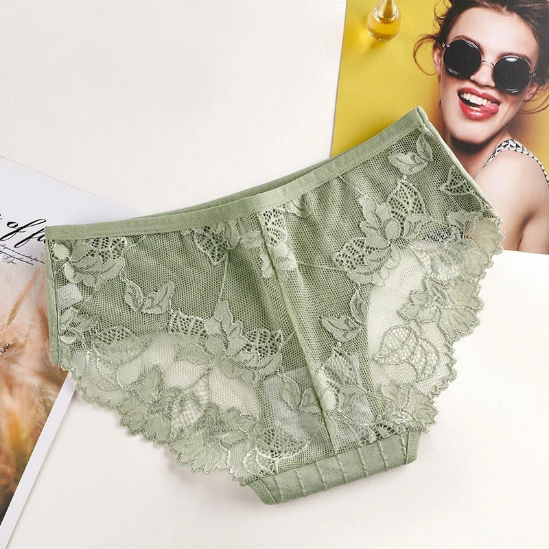 Fashionable sexy comfortable lace panties exquisite panties solid color shorts sexy underwear cutout underwear ladies