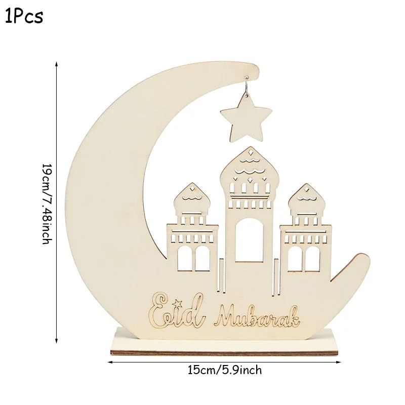 Ramadan Eid Mubarak Decorations For Home Moon Wooden Plaque Hanging Ornaments Islam Muslim Festival Event Party Supplies