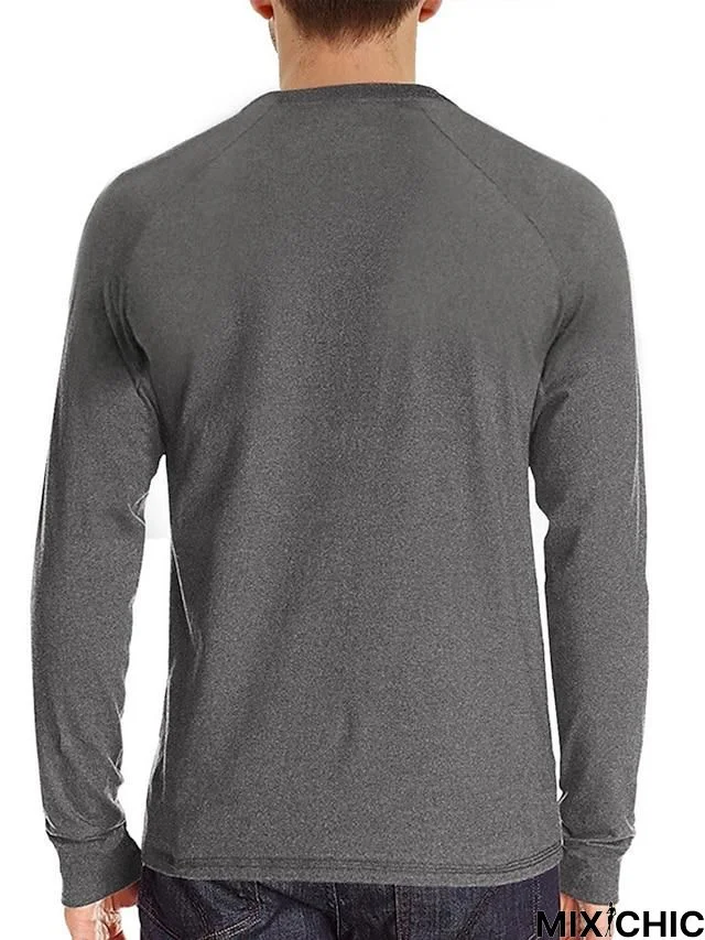 Men's Long Sleeve T-Shirt Solid Color Casual Top Basic Non-Printing Shirt Soft Touch Daily Wear