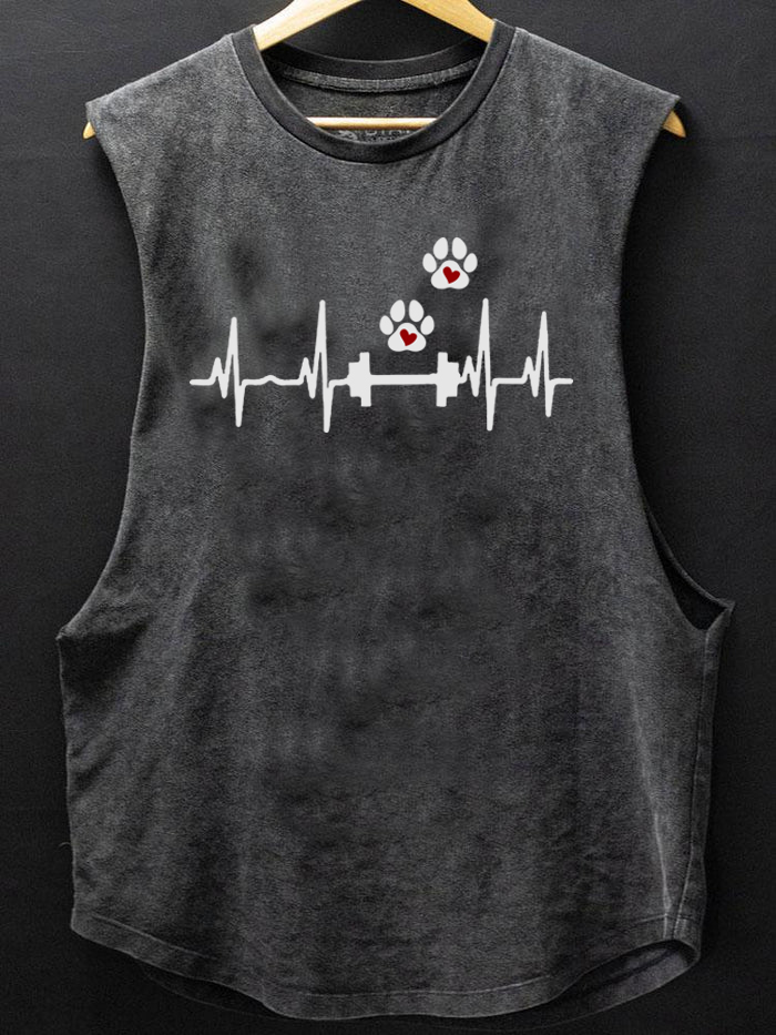 Slogan Fitness EKG Weightlifting Dog Paw Print Tank Top / Rvogue / Rvogue