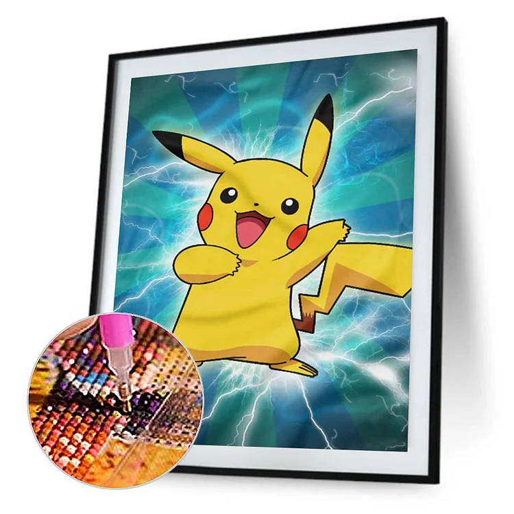 Pikachu Pokemon Cartoon - 5D Diamond Painting - DiamondByNumbers - Diamond  Painting art