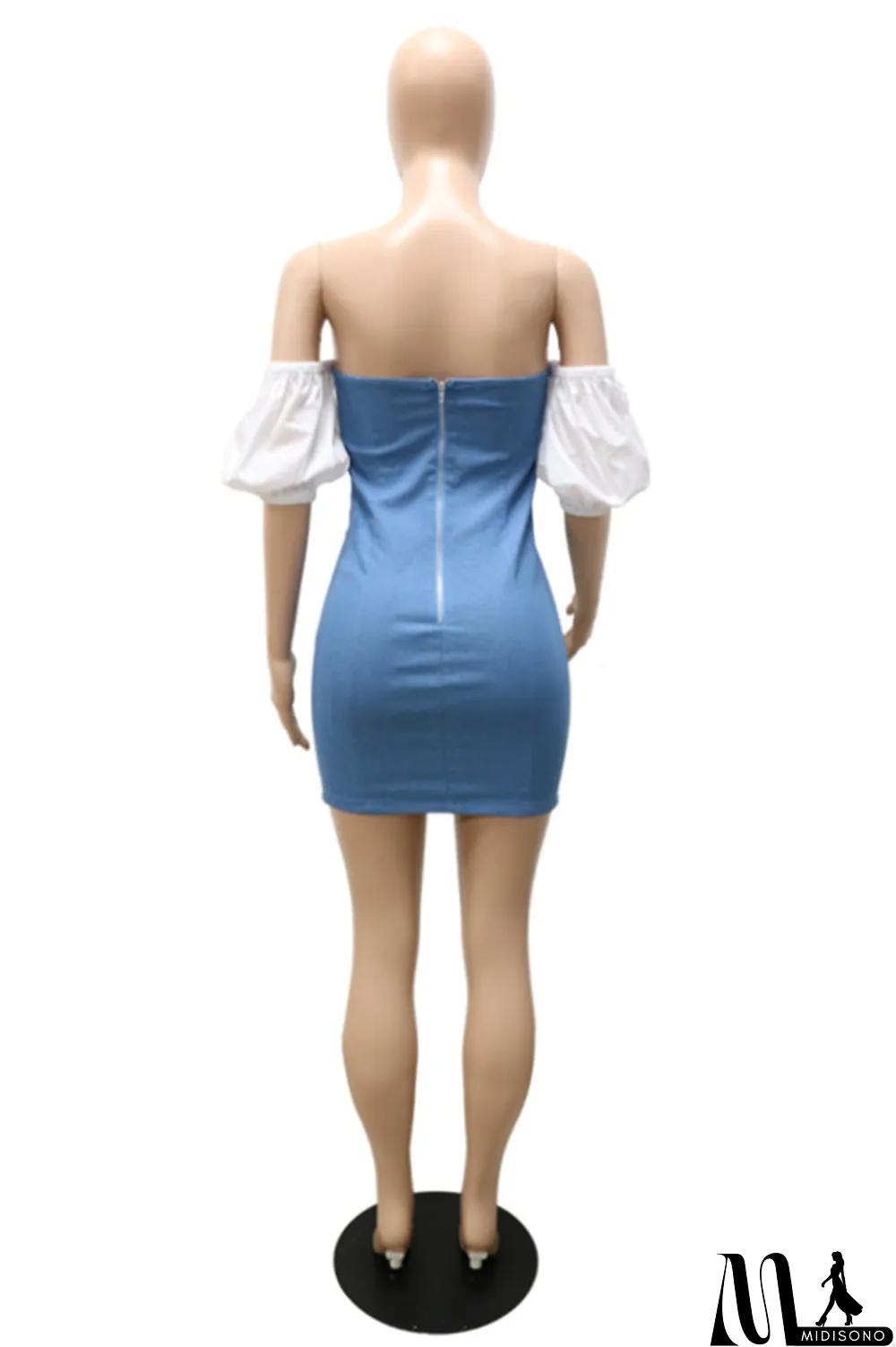 MidiSono - Black Fashion Sexy Casual Solid Bandage Split Joint Backless Short Sleeve Dress