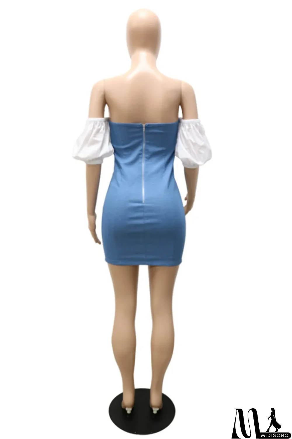 MidiSono - Black Fashion Sexy Casual Solid Bandage Split Joint Backless Short Sleeve Dress