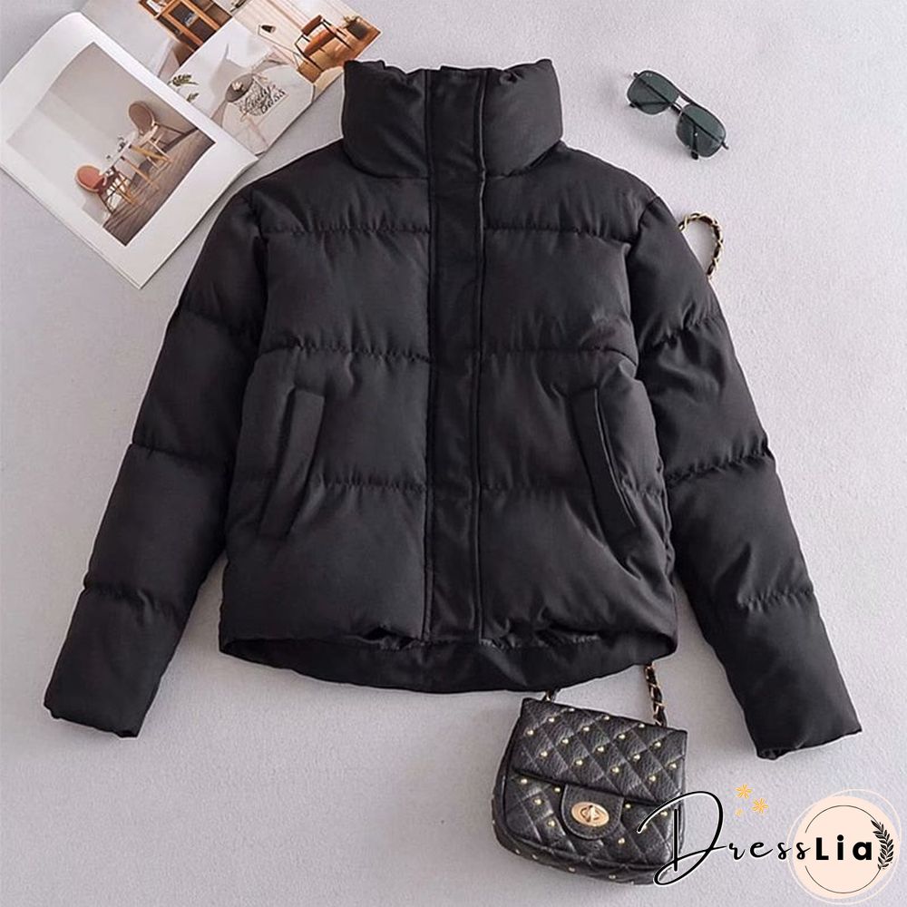 New Autumn Winter Woman Warm Thick Parka Coat Casual Loose Long Sleeves Jacket Chic Khaki Zipper Female Outwear