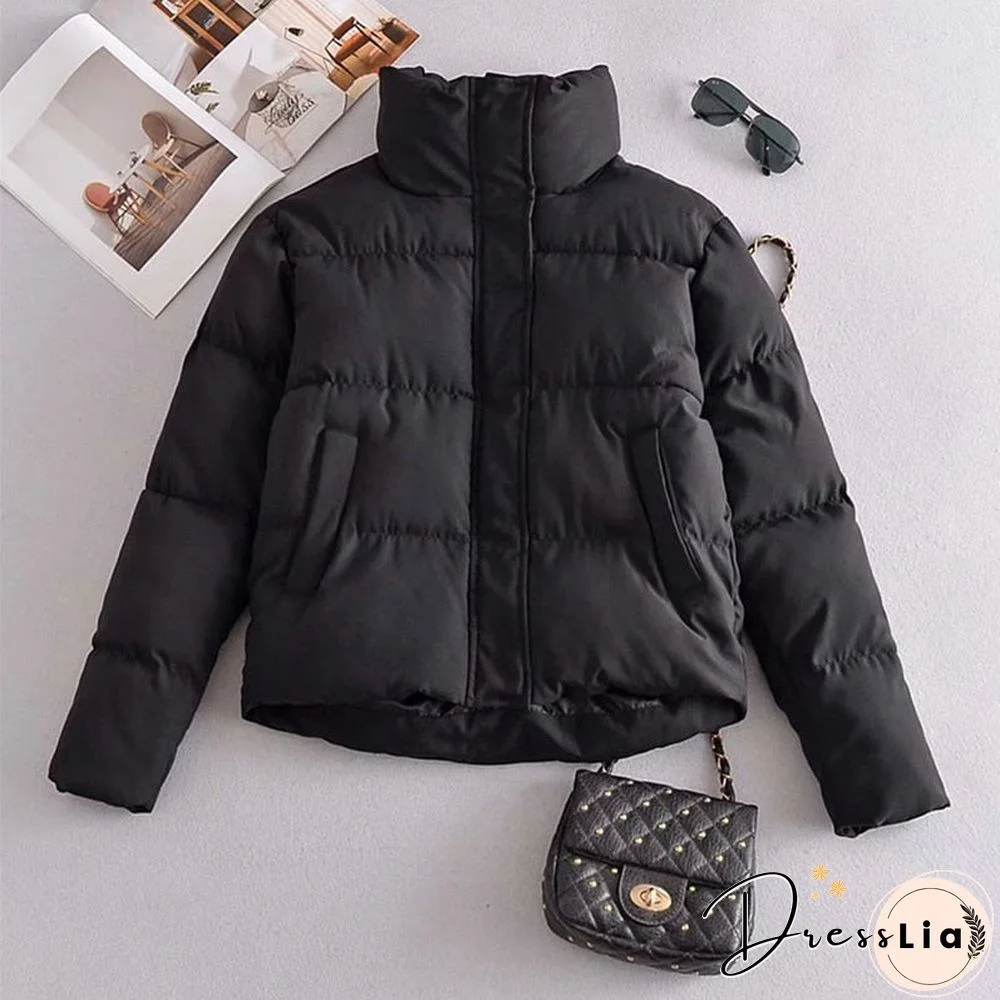 New Autumn Winter Woman Warm Thick Parka Coat Casual Loose Long Sleeves Jacket Chic Khaki Zipper Female Outwear