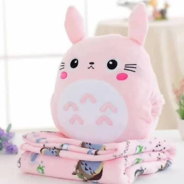 Pink/Grey Kawaii Totoro Three-Way Plush Cushion SP13476