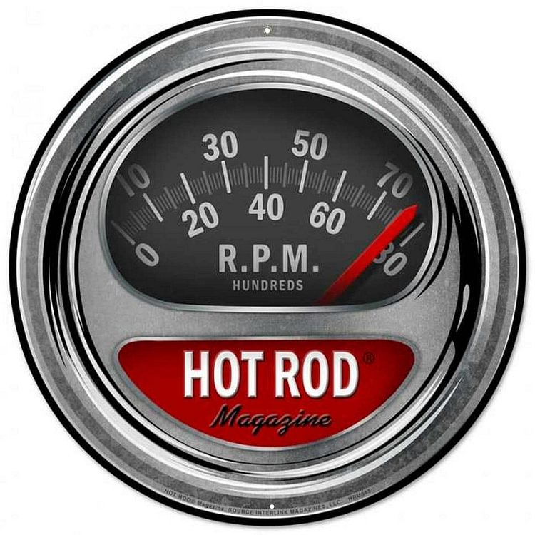 30*30cm - Hot Rod Tach - Round Tin Signs/Wooden Signs