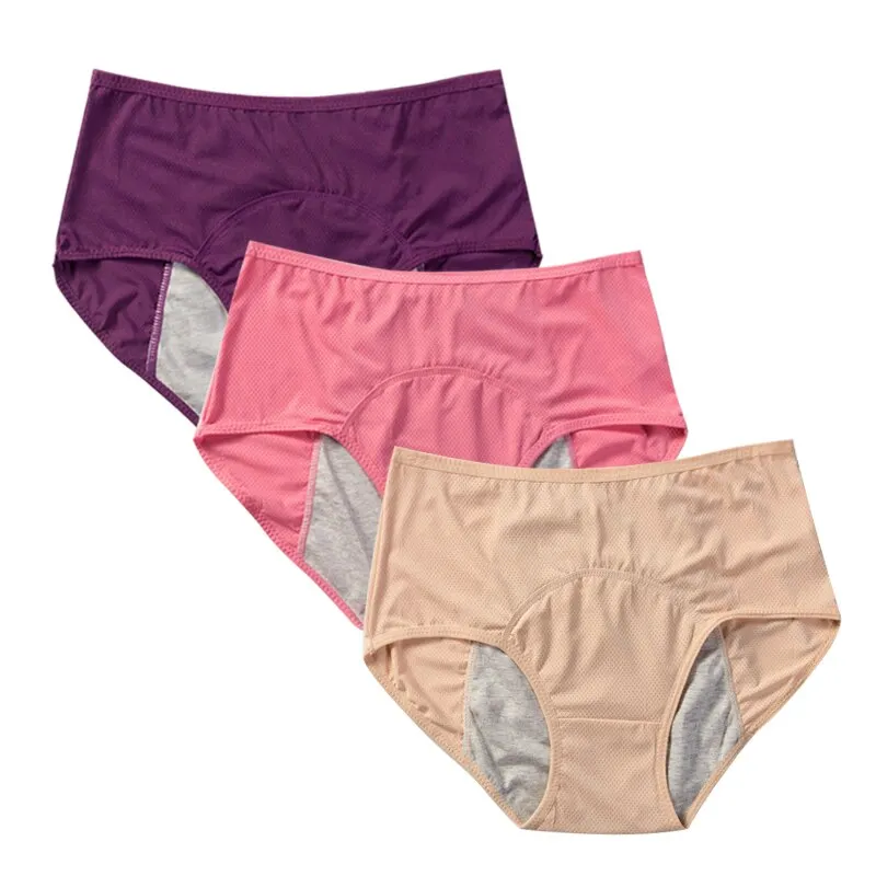 Menstrual Panties Women Sexy Pants Leak Proof Incontinence Underwear Period Proof Cotton High Waist Warm Female Briefs 2/3PCS