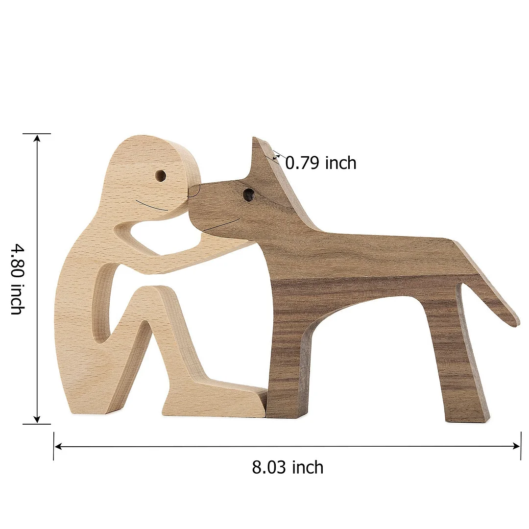 Puppy Family Wood Dog Carving Ornaments Decoration Home Decor Figurine Desktop Table Ornament Sculptures For Dog Pet Lover Gifts 515-1