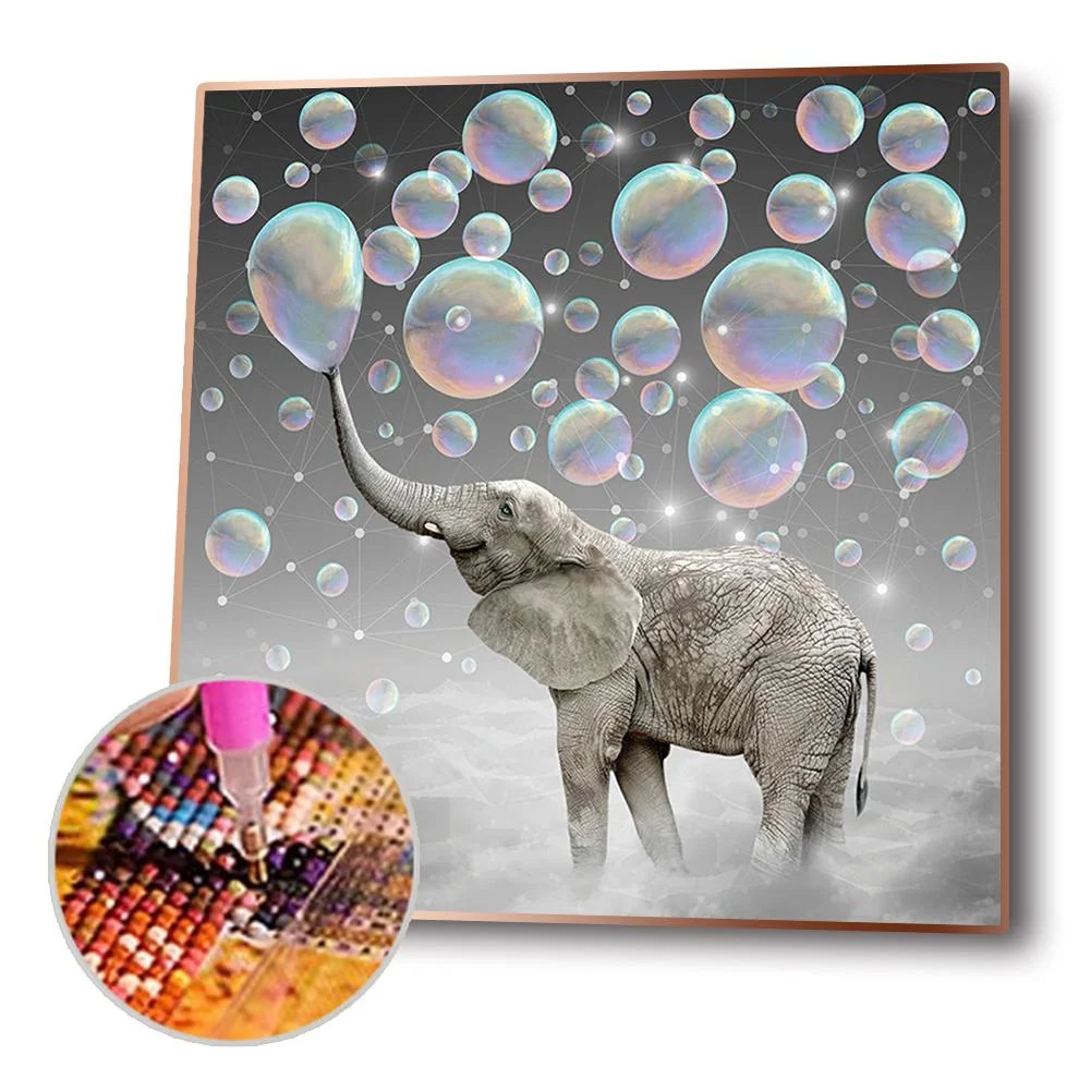 Diamond Painting - Full Round Drill - Elephant Bubbling(30*30cm)