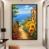 Sunflower Seascape-Full Embroidery 2 Strands 14CT Stamped Cross Stitch-40*60CM-Large Size