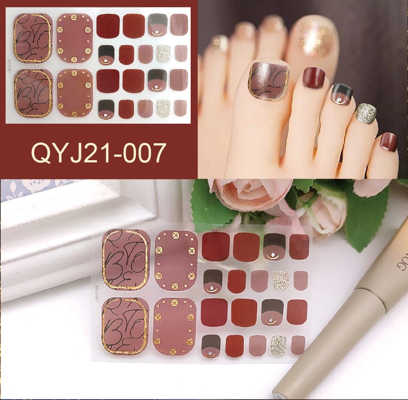 Explosions Foot Nail Stickers Summer Toenail Stickers Bronzing Imitation Diamond Nail Stickers Waterproof Foot Stickers