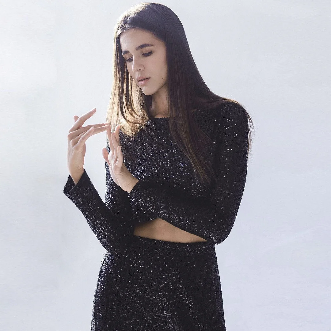 Uveng Spring And Autumn Explosion Women's Long Sleeves Blouse Long-Sleeved Dress Squin Set