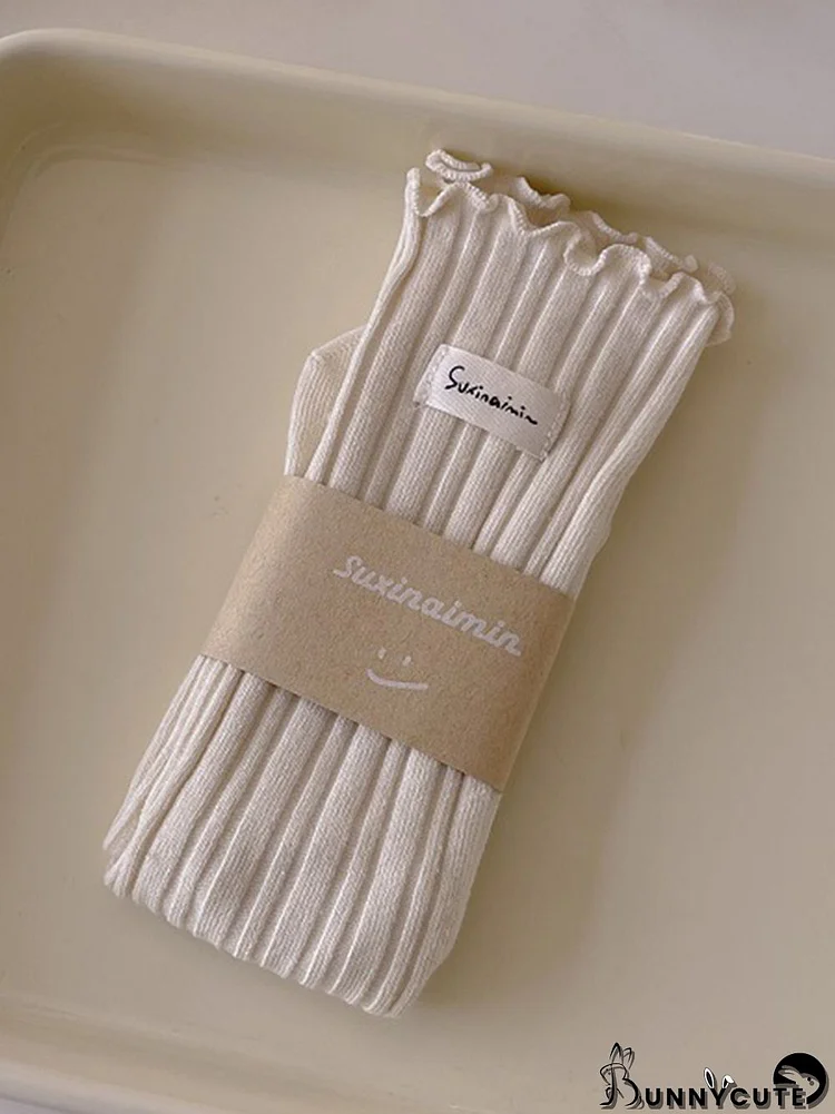 Pleated Wood Ear Lace Socks