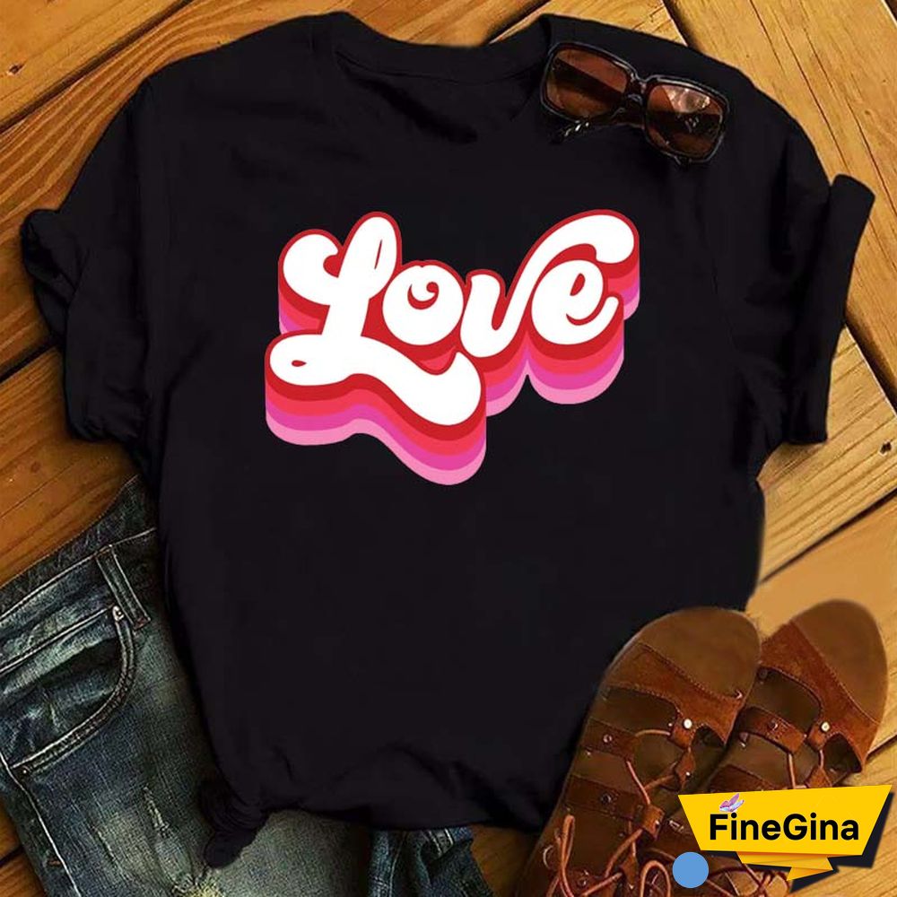 Maycaur Fashion Women T Shirt Love Heart Printed T Shirt Casual Red Tops 90s Valentine's Shirt Female Harajuku Graphic Tshirt