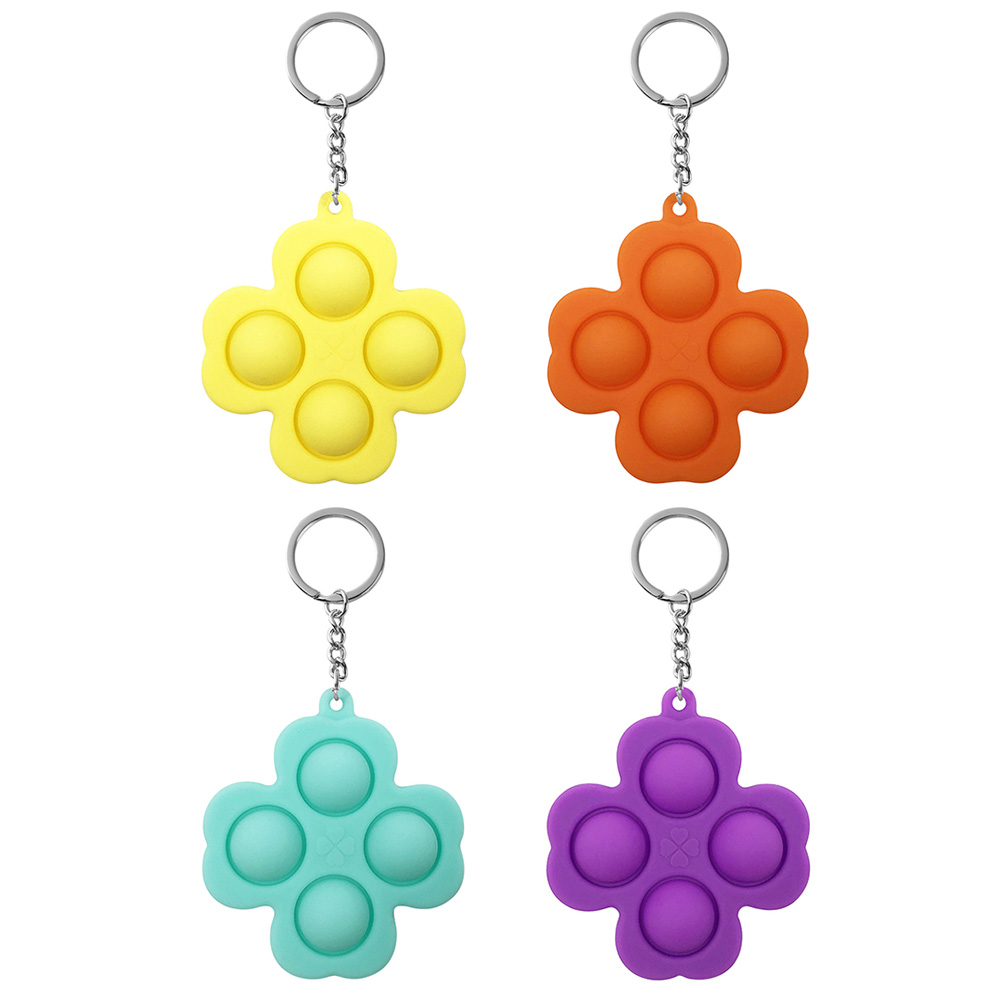 

Push Bubble Fidget Toy Four Leaves w/ Keychain Relief Stress Puzzle Toys, Yellow, 501 Original