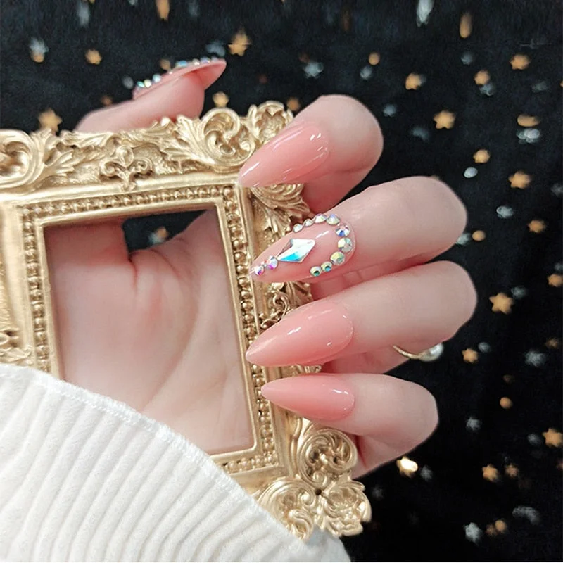 24pcs/set Press on Nail Tips Acrylic 10 Sizes Flower Design Fake Nails Art Full Cover French False Nail Art Tips Artifical Nails-Nail Inspo