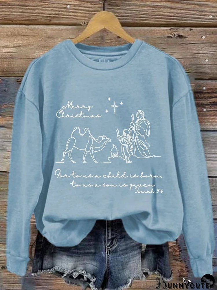 Women's Christmas Faith Isaiah 9:6 He'll Be Called Wonderful Counselor Christian Printed Sweatshirt