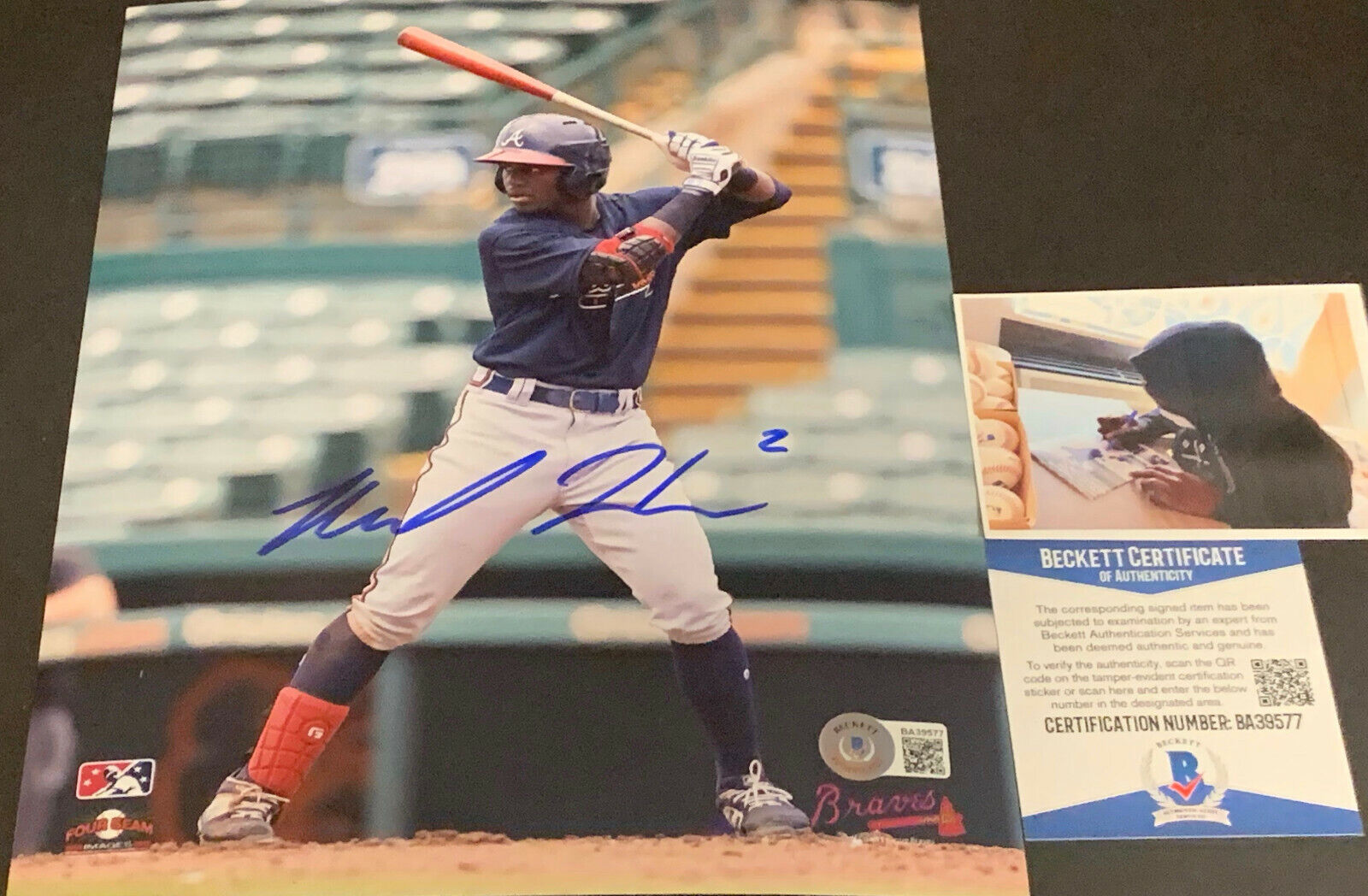 Michael Harris Atlanta Braves Auto Signed 8x10 Beckett COA -