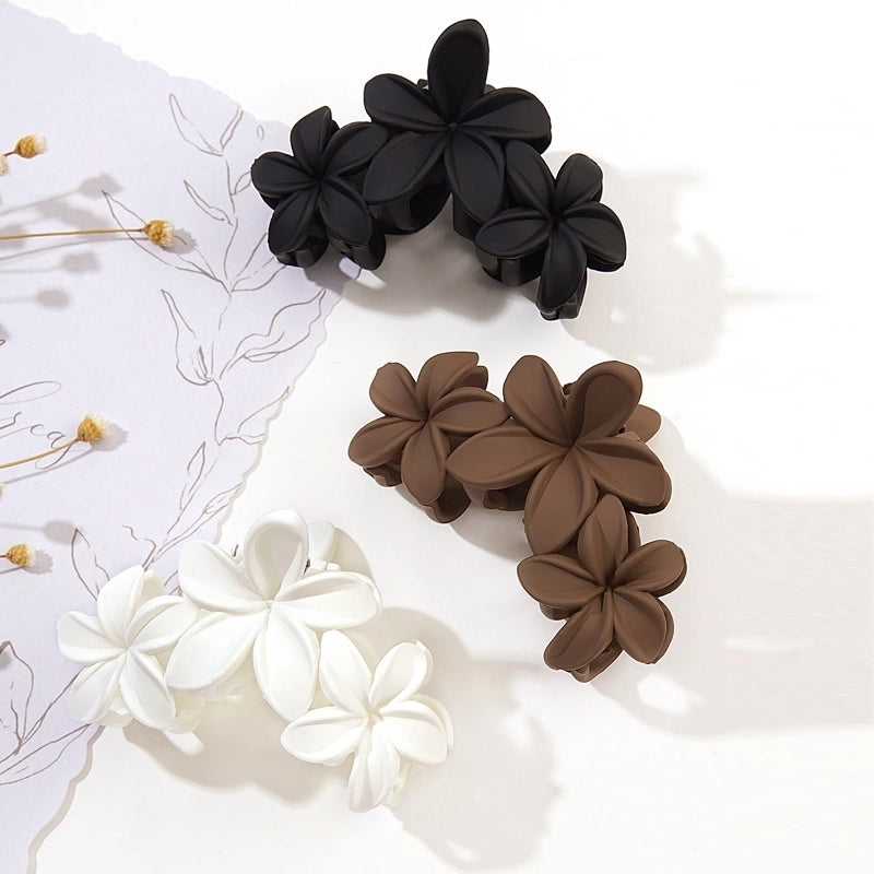 Design Frosted Artificial Flowers Hair Styling Clip Three Flowers Hair Claw Back Head Hair Volume Multi-Plate Hair Clip