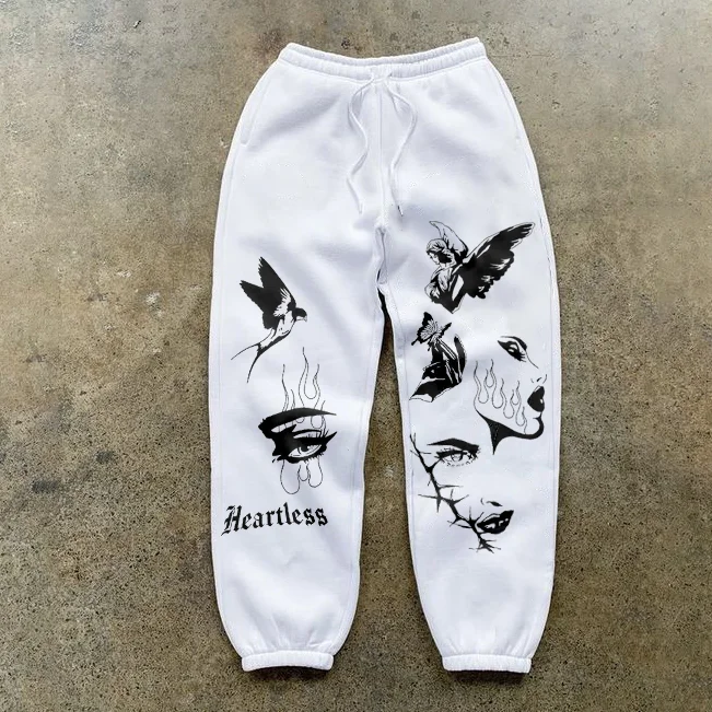 Black And White Graphic Sweatpants