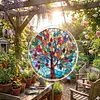 (18.5cm)DIY Acrylic Jigsaw Puzzle Window Hanging with Hanging Chain DIY Stained Glass Decoration Round Window Puzzle Decor for DIY Craft Project (Tree)