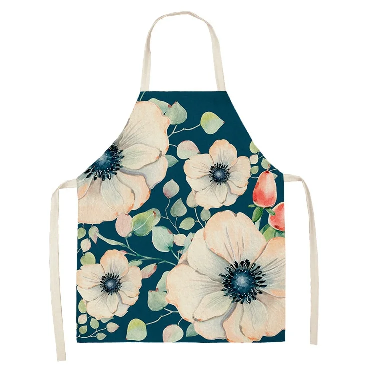 Linen Kitchen Apron - Flowers letclo 
