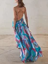 Color-Block Backless Maxi Dress
