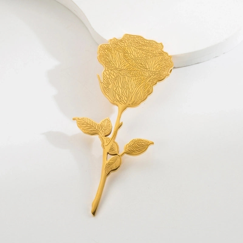 Vintage Style Animal Feather Flower 304 Stainless Steel Polishing Plating Unisex Brooches 1 Piece