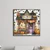 40x40cm Halloween Haus 5d DIY Vollbohrer Runde Diamond Painting Kit Wanddekoration