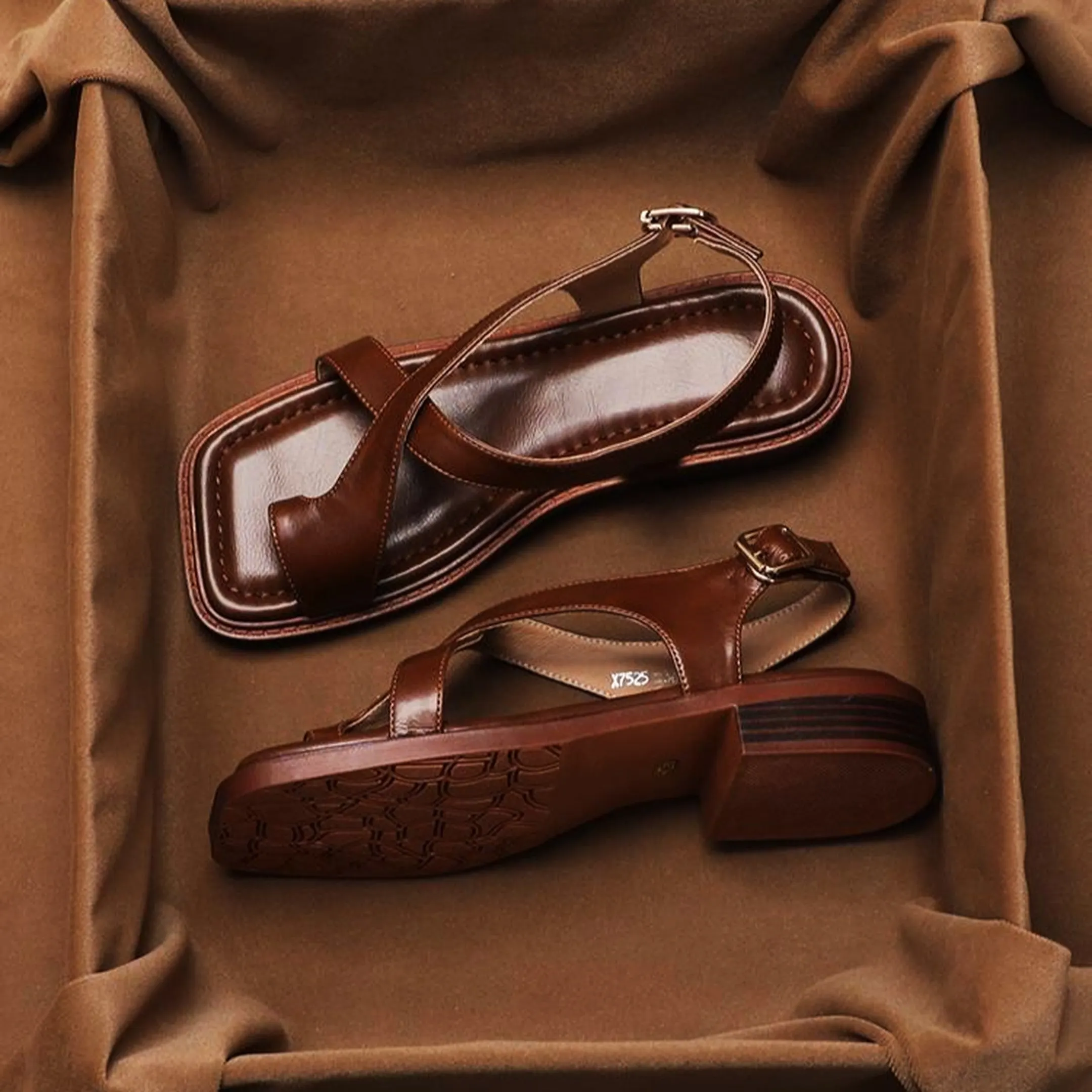 Women's Italian Leather Sandals &ndash; Cushioned Low Heel Comfort