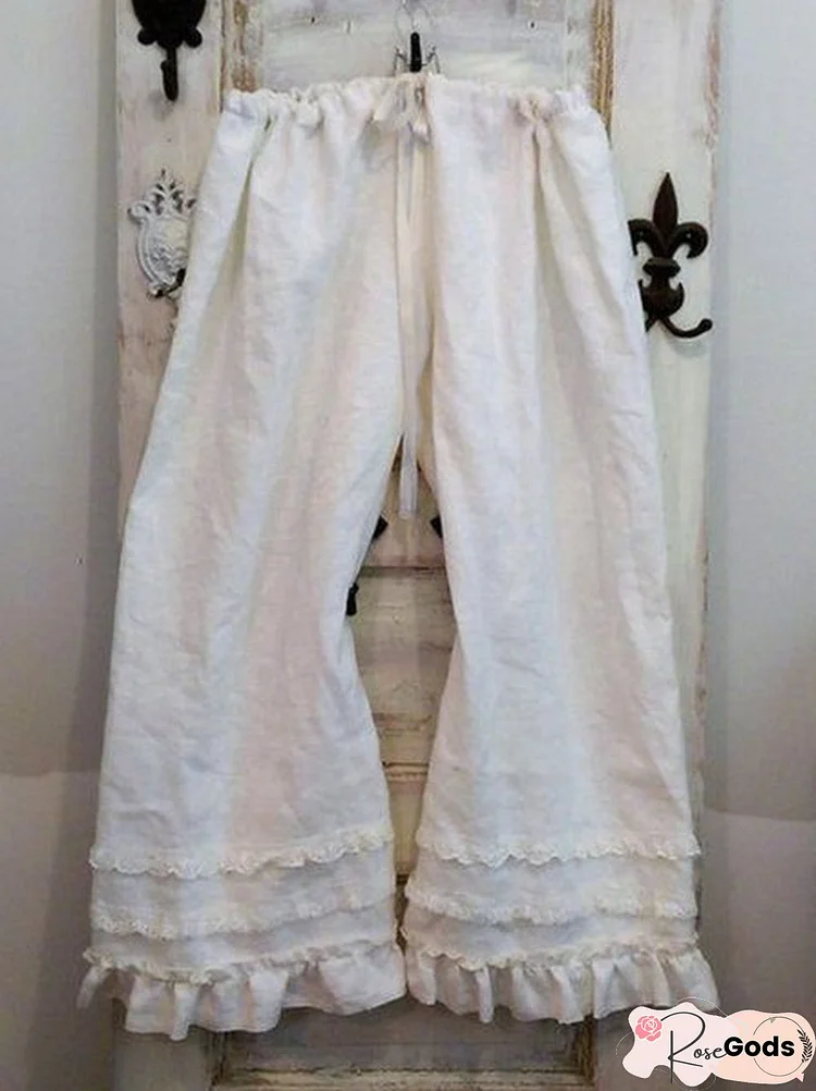 Women Linen Folds Pants