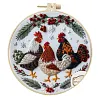 Chicken-DIY Embroidery Kit with Pattern Cotton Threads Needles Hoop 25*25cm/9.84*9.84in