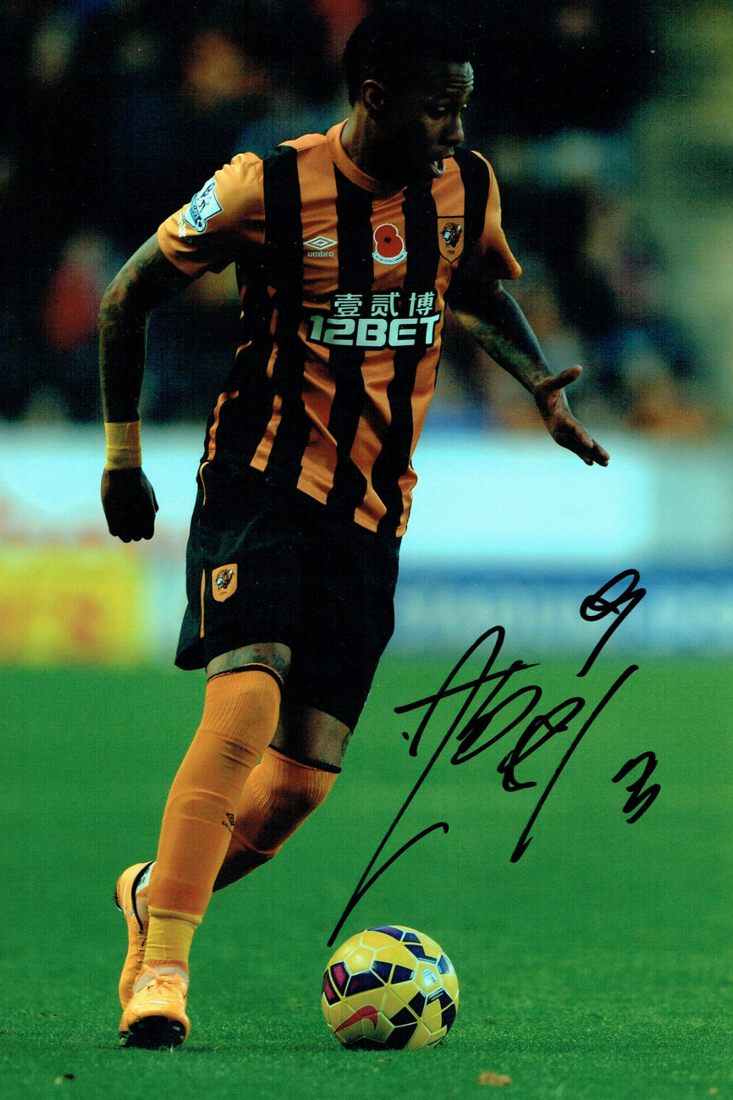 Abel HERNANDEZ Signed Autograph 12x8 Football Hull City Photo Poster painting Genuine AFTAL COA