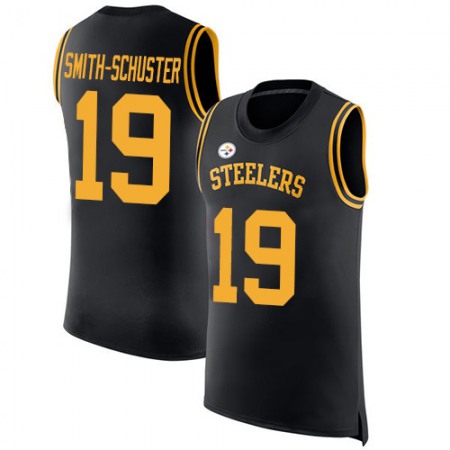 Men's  Pittsburgh Steelers #19 JuJu Smith-Schuster Black Team Color Stitched NFL Limited Rush Tank Top Jersey