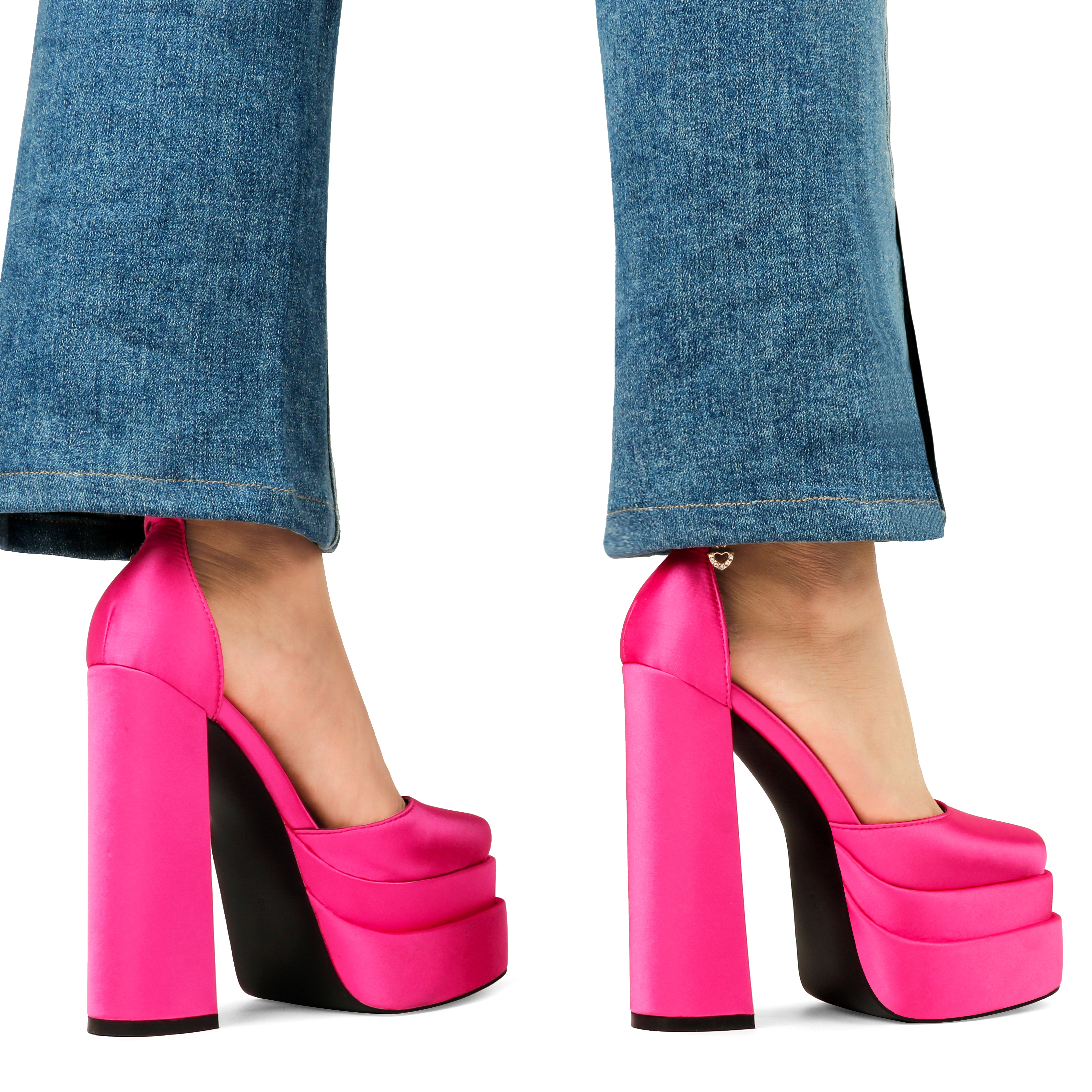 150mm Women's Sexy High Heels Platforms Pumps Square Toe Chunky Block Heels Rhinestone Party Shoes-MERUMOTE