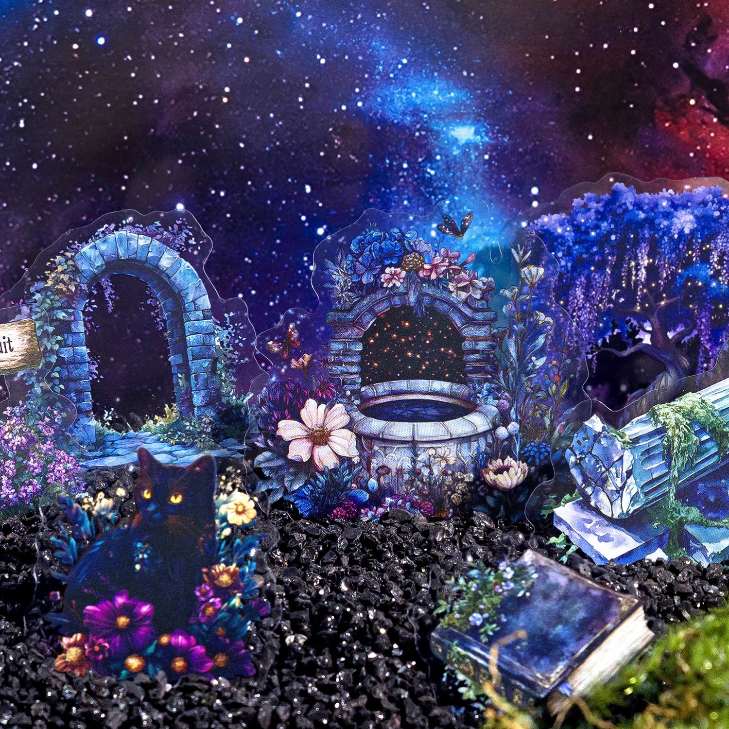 PET 스티커 - 숲 판타지 시리즈 빈티지 나무 꽃 캐릭터 풍경