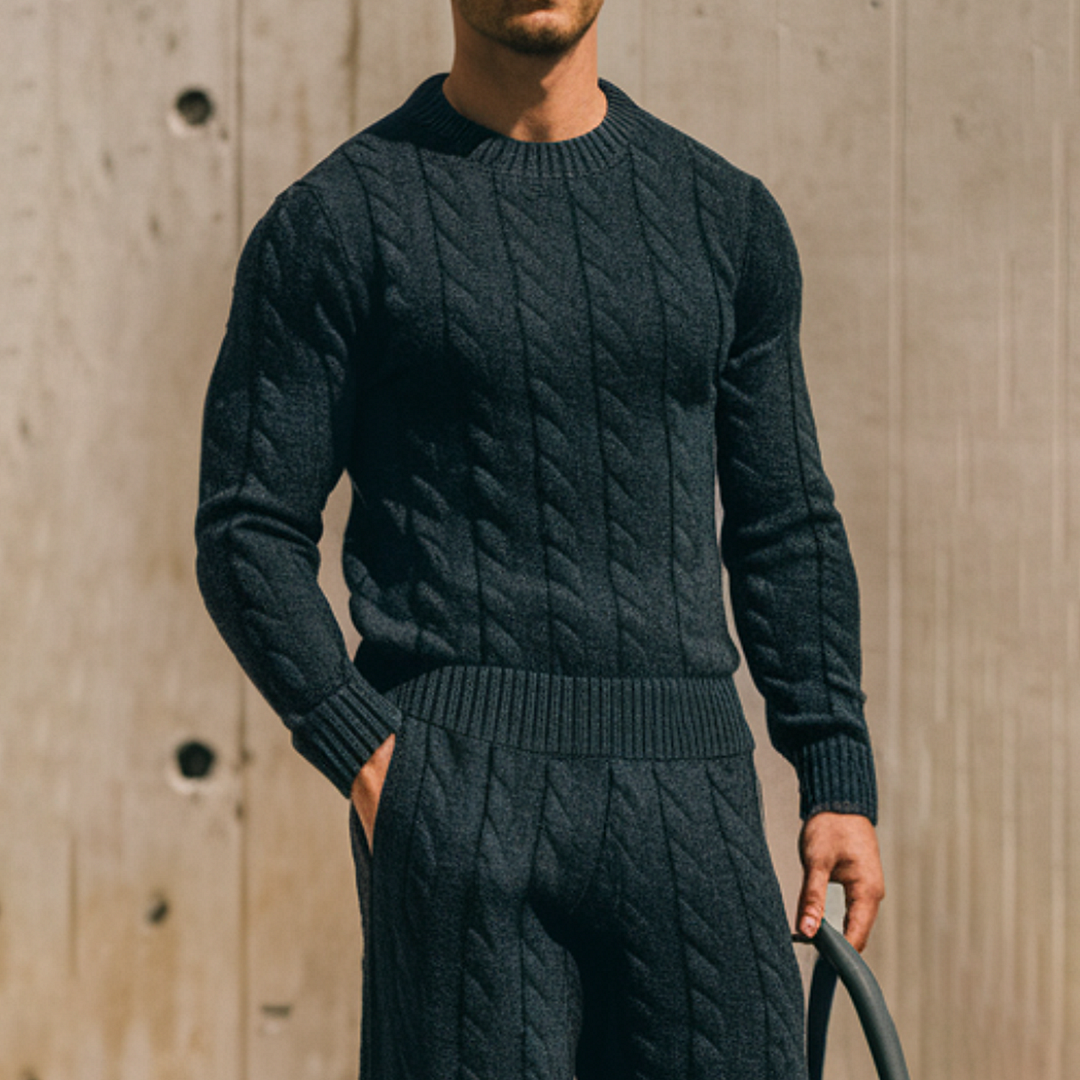 Street Basic Round Neck Knitted Suit-inspireuse