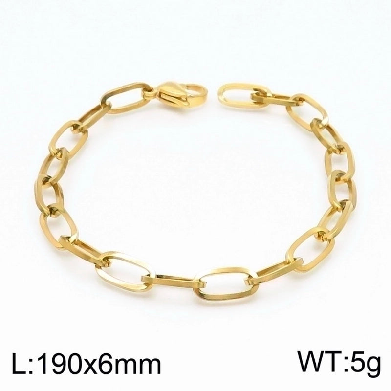 Stainless Steel 18K Gold Plated Basic Minimalist Solid Color Bracelets