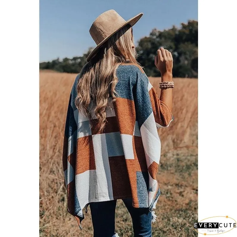 Plaid Crew Neck Sleeve Top