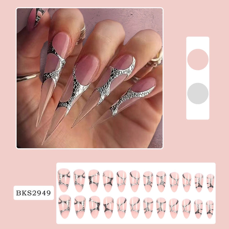 Retro Solid Color Star Starry Sky Leopard PVC Press-on Nails 1 Set