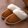 Women's Plush Warm Thick-soled Non-slip Thickened Cotton Slippers Loafers by Inlyline