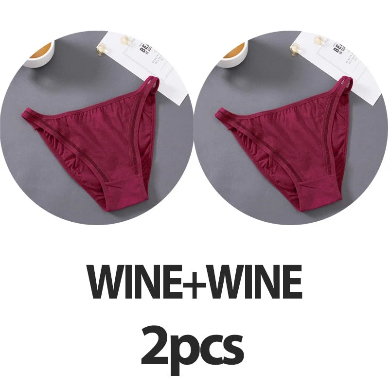 2PCS/Set Sexy Lingerie Women Panties Lace Underwear Female Underpants Cotton Briefs Low Waist Mesh Hollow Out Pantys Lingerie