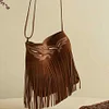 Original Casper embroidered leather frosted tassel bag women's single shoulder Messenger bag